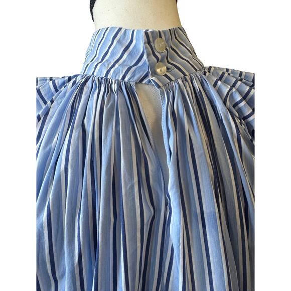 Victoria Beckham Striped Mock Neck Blouse size 4 summer ruffle sleeve - Picture 8 of 10